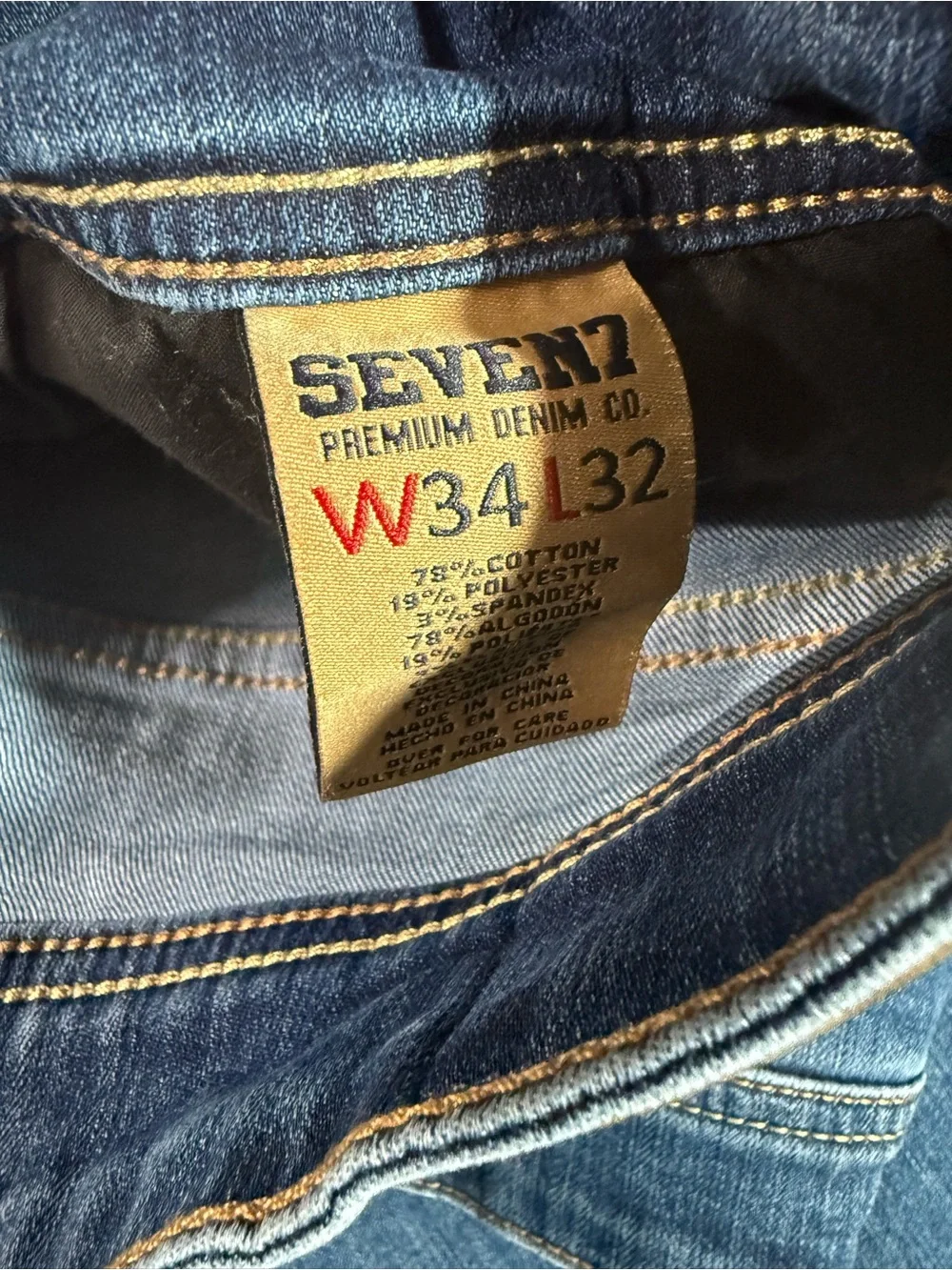 Seven7 Premium Denim Co Men’s Slim Straight Fit Denim Blue Jeans Size 34x32
